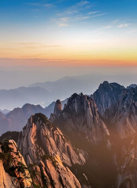 Premium Photo Beautiful Huangshan Mountains Landscape At Sunrise