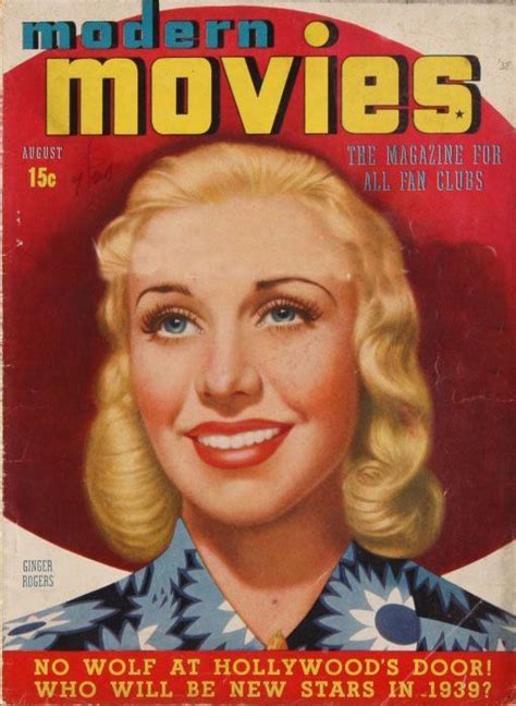 Aug1938 Movie Magazine Magazine Art Ginger Rogers New Star Magazines Portraits Hollywood