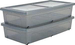 Iris Ohyama Modular Clear Box Under Bed Storage Boxes With Lids Set