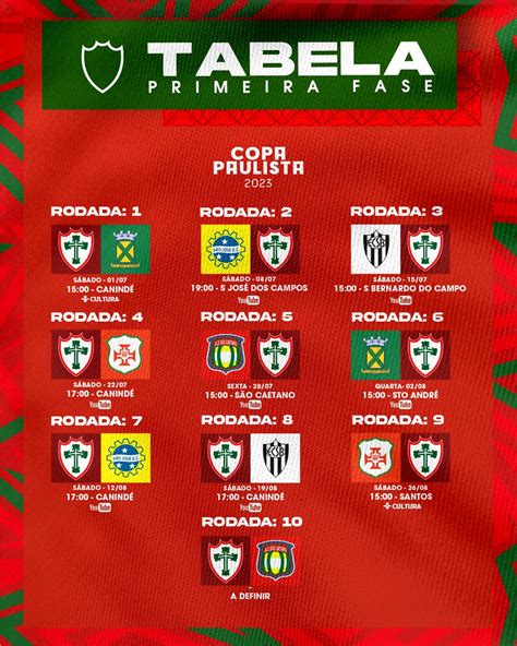 Portuguesa On Twitter Tabela Da Copa Paulista Confira A