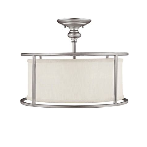 Springfield Drum Shade Semiflush Ceiling Light Satin Nickel Ceiling