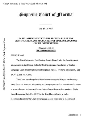 Fillable Online Floridasupremecourt Sc Appendix F Florida