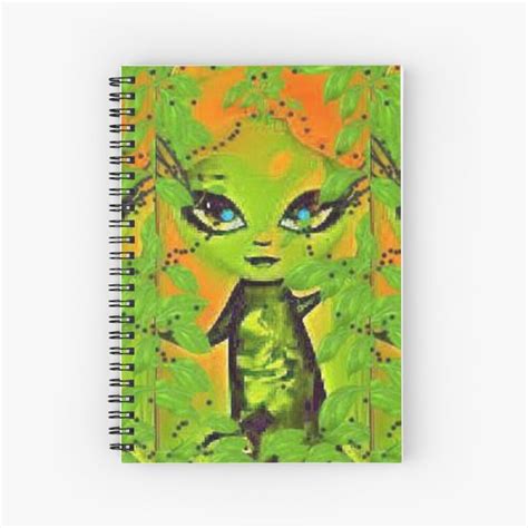 An Alien With Blue Eyes And Green Leaves Spiral Notebook