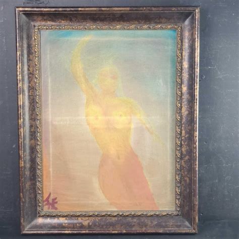 Framed Artwork Oil Canvas Nude Enishiled In Bottom Left Art Antiques