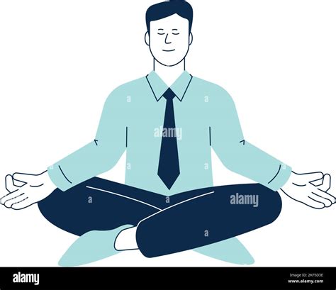 Mind Relaxation Technique Calming Person In Lotus Pose Stock Vector