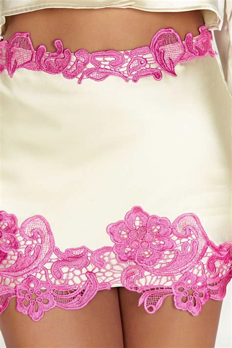 Meshki Skirts Women Niamh Micro Mini Skirt With Lace Nude Diana Devy