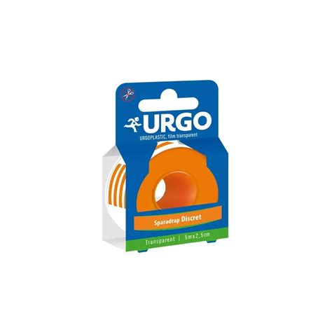 Sparadrap adhésif discret transparent Urgo 5m x 2 5cm 1 rouleau