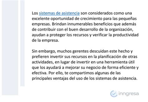 Inngresa Importancia de los sistemas de asistencia para las pequeñas