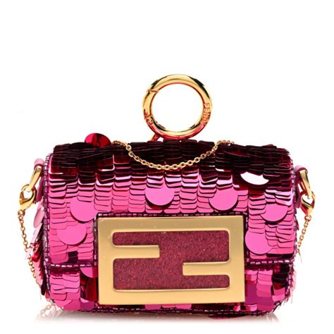 Fendi Sequin Paillettes Shiny Nappa Sex And The City Nano Maxi Buckle