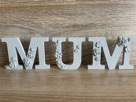 Wooden Mum Letters Wall Decor Shelf Ornament Display Mothers Day