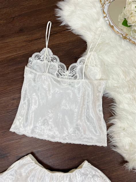 Vintage Deena Porcelain White Lingerie Two Piece Set Etsy