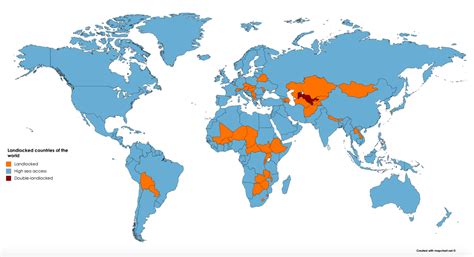 Landlocked and double-landlocked countries : MapPorn