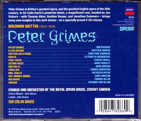 Peter Grimes Benjamin Britten Jon Vickers Orchestra Of The Royal