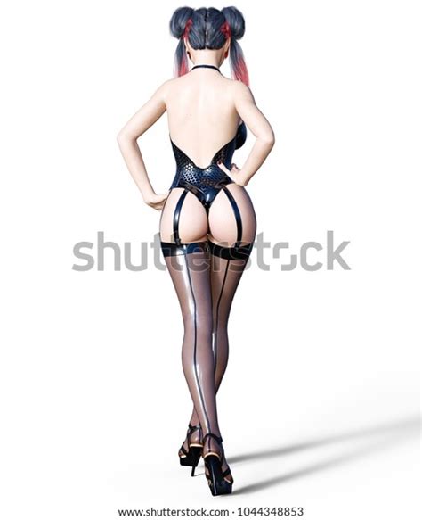 3d Beautiful Sexy Brunette Girl Black Stock Illustration 1044348853 Shutterstock