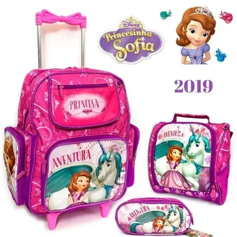 Kit Mochila Rodinha Princesa Sofia Lancheira Estojo Frete Gr Tis