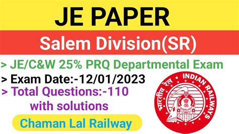 Salem Division Southern Railway Je Paper Solution