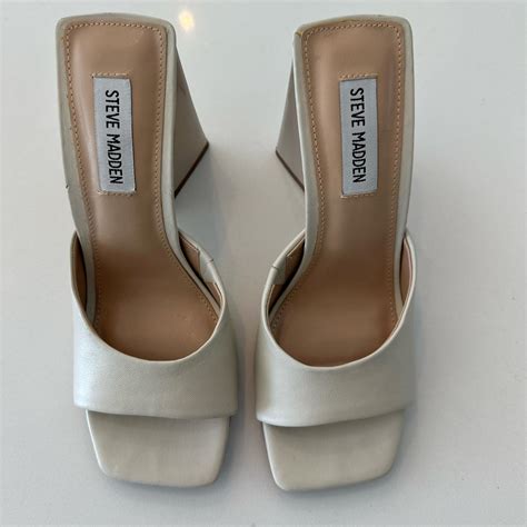Steve Madden Nude Mules With A Block Heel Size Depop