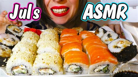 ASMR HUGE SUSHI ROLL FEAST SET Relaxing Eating Sounds NO TALKING