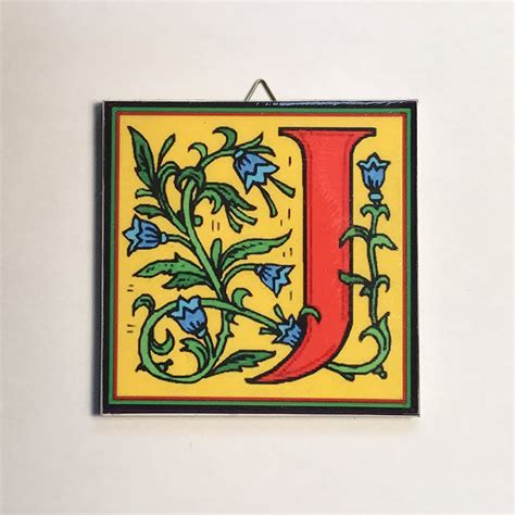 Illuminated Manuscript Letter J Ceramic Tile Etsy