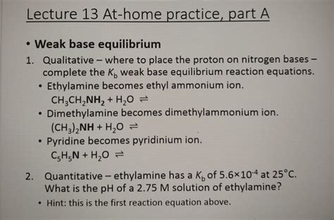 Solved Lecture 13 At-home practice, part A Weak base | Chegg.com