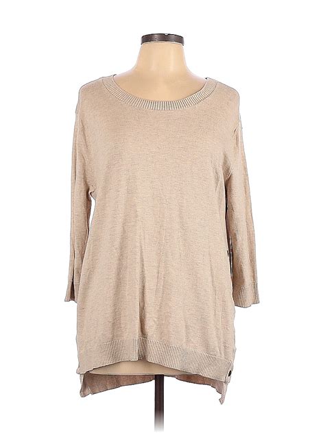 Soho Jeans New York Company Color Block Solid Tan Ivory Pullover