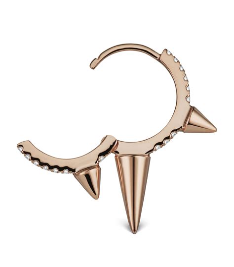 Maria Tash Rose Gold Triple Long Spike Diamond Eternity Hoop Earring