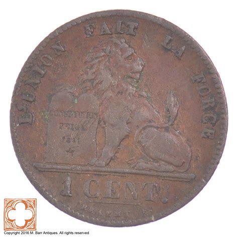 1870 Belgium 1 Cent Leopold II | Property Room