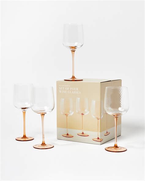 Raya Peach Wine Glasses Set Of Four Oliver Bonas