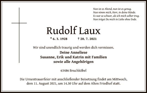 Traueranzeigen Von Rudolf Laux Trauer Op Online De