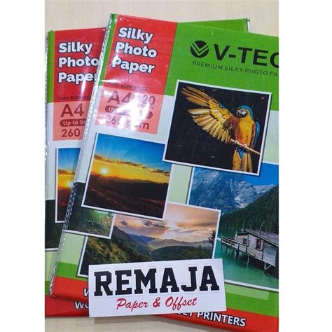 Jual Kertas Foto V Tec Photo Paper Silky 260gr A4 Pack Isi 20lembar