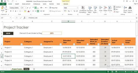 Project Task Tracker Excel