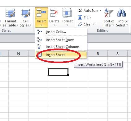 menambah sheet   excel