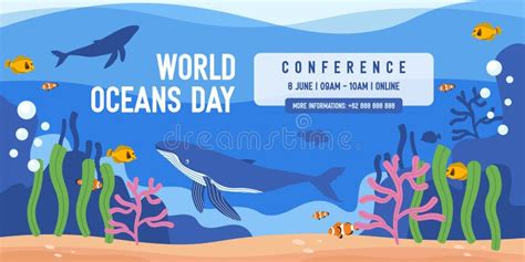 World Oceans Day 8 June Banner Design Stock Vector Illustration Of