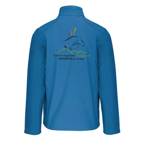 Softshell Bleu Aqua Enfant Centre Equestre DYssingeaux Mascotte