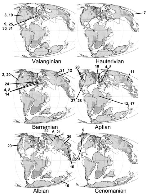 Paleogeographic Maps For The Early And Middle Cretaceous Showing