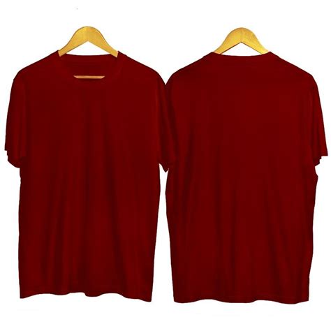 Mockup Kaos Merah Maroon Depan Belakang Pakaian Pria Kaos Sablon Kaos