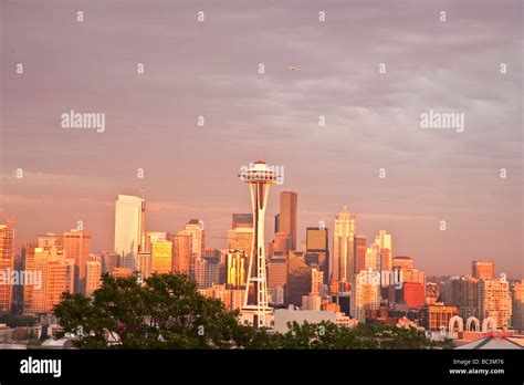 Panoramic View Of Seattle Skyline From Kerry Park Wa Usa Stock Photo