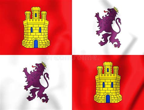 3D Flag Of Castile La Mancha Waving Stock Illustration Illustration