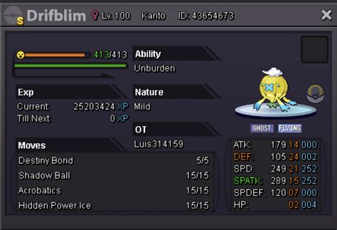 Shiny unburden PVP Drifblim (Auction) CLOSED - Shiny and Special ...