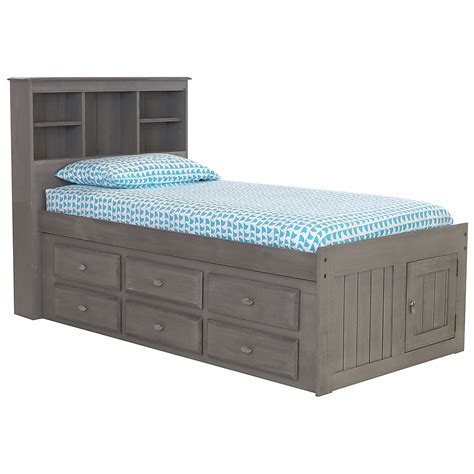 Oshome Charcoal Gray Twin Wood Captain Bed With Storage 83220k6 22 At