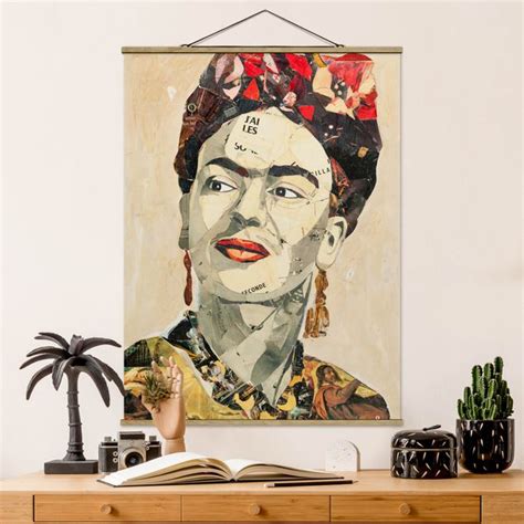 Tableau En Tissu Avec Porte Affiche Frida Kahlo Collage No En