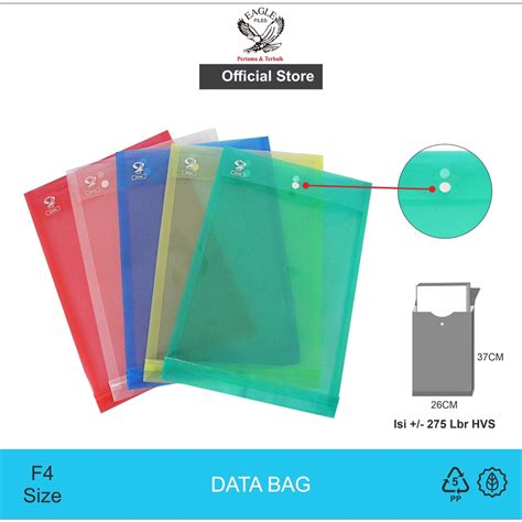 Jual Map Plastik Kancing F4 Eaglefiles Bening Punggung Data Bag