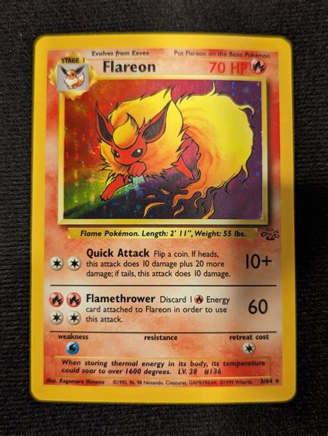 Flareon 3 64 Pokemon Jungle Unlimited Holo Rare Moderately