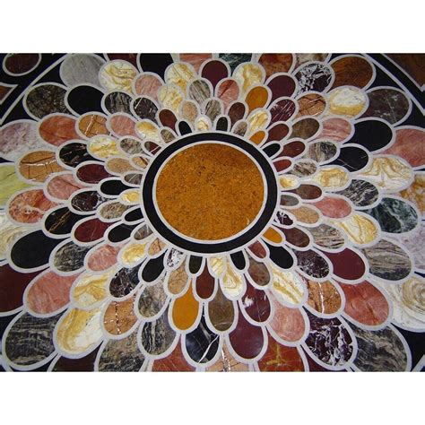 52 Marble Center Table Top Pietra Dura Semi Precious Stones Inlay