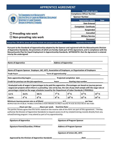 Training Apprenticeship Agreement Form