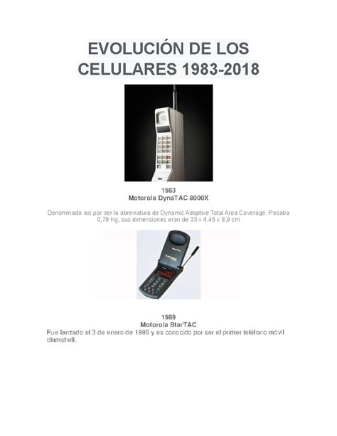 Evoluci N De Los Celulares Evoluci N De Los Celulares