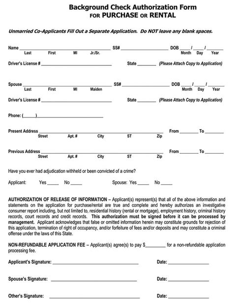 Free Tenant Background Check Authorization Forms Pdf