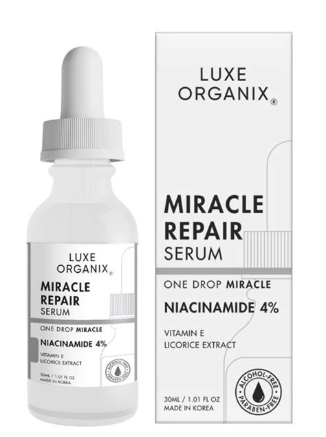 Luxe Organix Miracle Repair Serum Niacinamide 4 Helps Fade Dark Spots