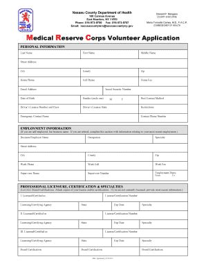 Fillable Online Nassaucountyny Medical Reserve Corps Volunteer