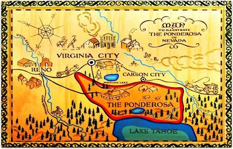 Map Of Ponderosa Old Western Show Bonanza Poster Photo Picture 8 X 10